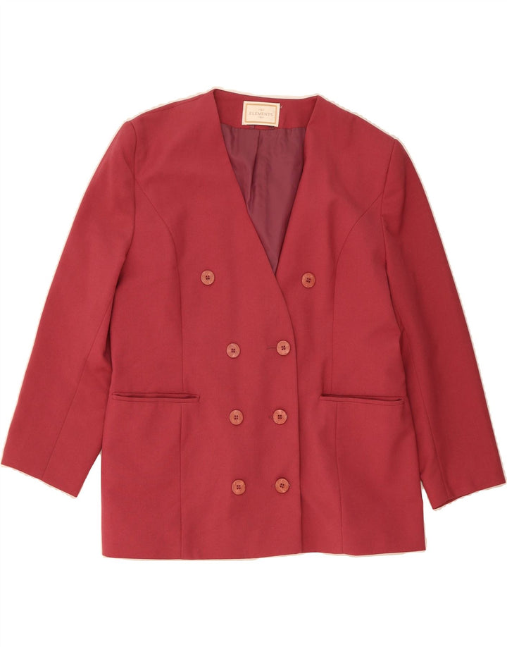 ELEMENTS Womens Double Breasted Blazer Jacket UK 18 XL Red Polyester Vintage Elements and Second-Hand Elements from Messina Hembry 