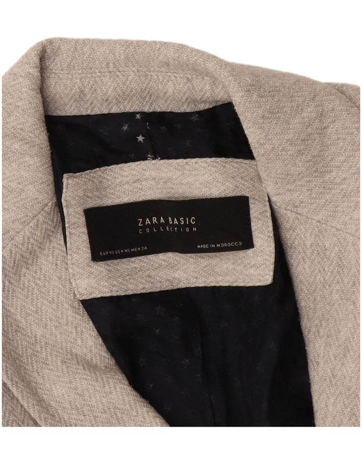 Zara Chaqueta Blazer De 1 Botón para Mujer UK 6 XS Gris Espiga
