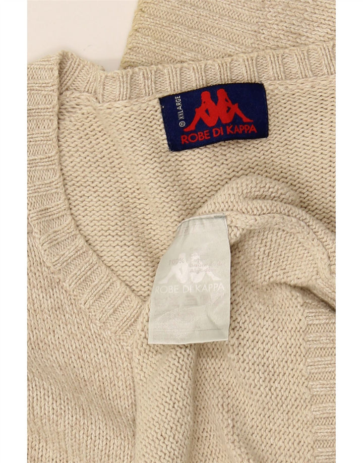 KAPPA Jersey con cuello en V para hombre, talla 2XL, algodón beige