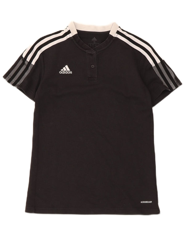 Adidas Mujer Aeroready Camiseta Top UK 8/10 Pequeño Algodón Negro