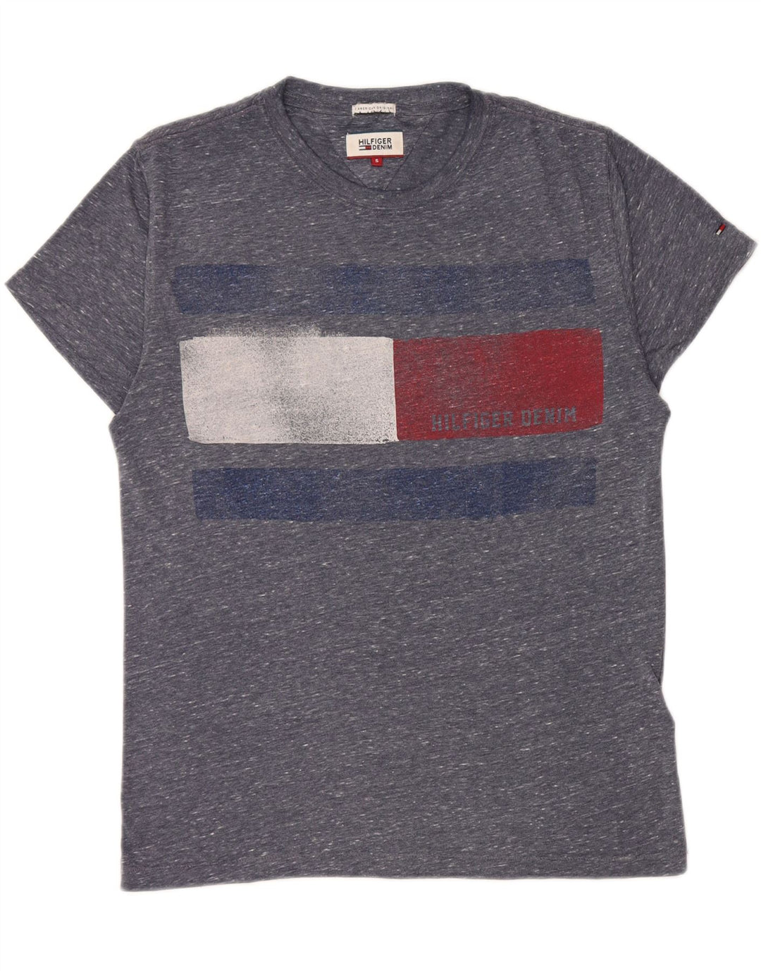 TOMMY HILFIGER Camiseta gráfica para hombre Top Small Blue Colourblock