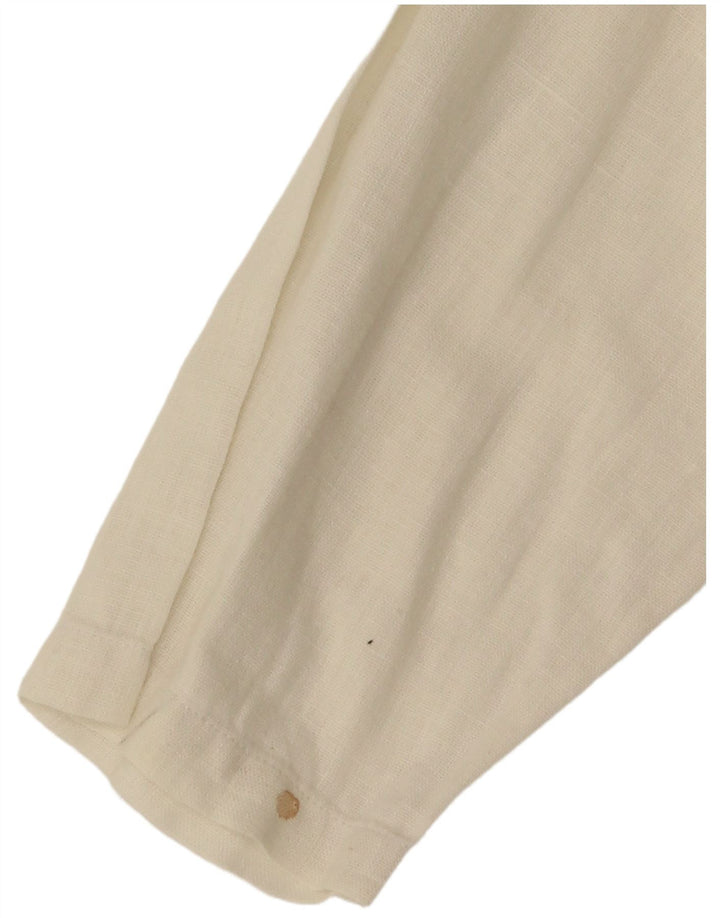 Benetton Blusa Corta Mujer UK 44 Mediano Blanco Roto