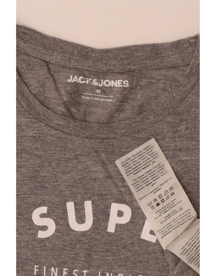 JACK & JONES Hombre Camiseta Gráfica Top Algodón Gris Medio