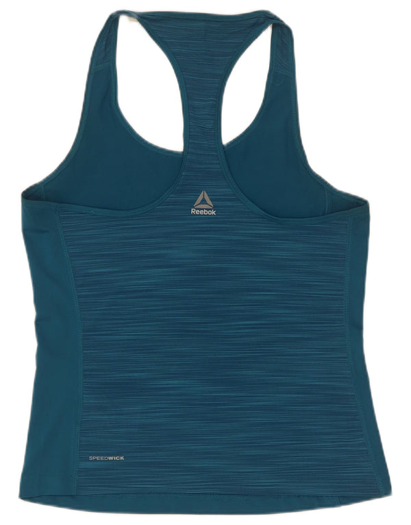 Reebok Top sin mangas para mujer UK 8/10 Small Blue Moteado Poliéster