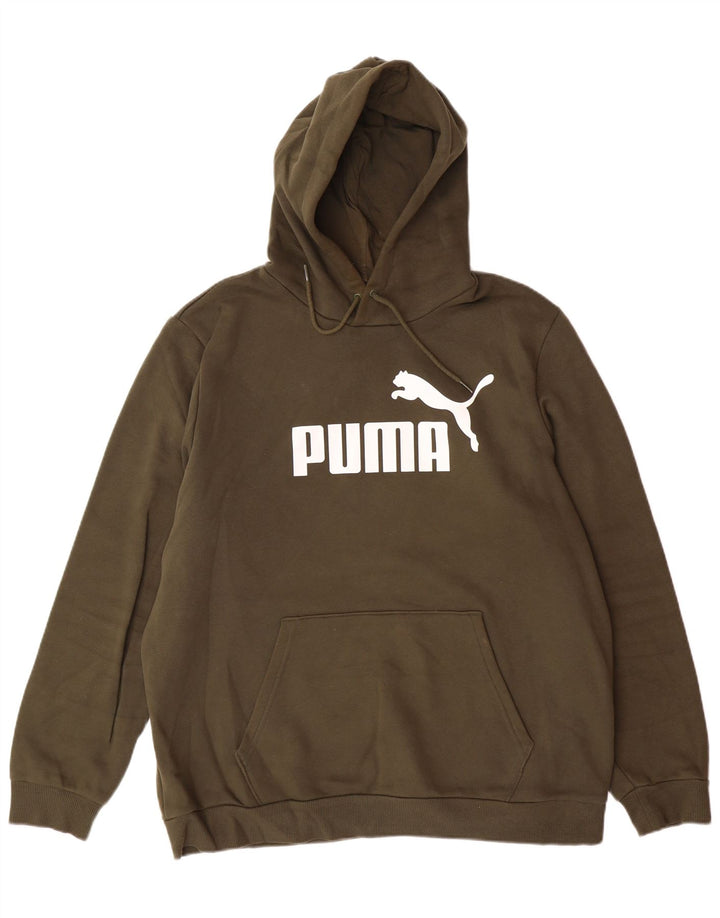 PUMA Jersey con capucha gráfica para hombre, tamaño grande, algodón caqui