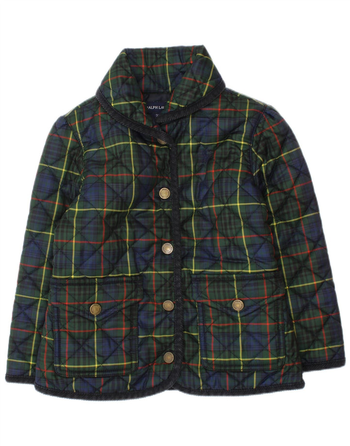 Ralph Lauren Chaqueta Acolchada Niña 2-3 Años Cuadros Verde Poliéster