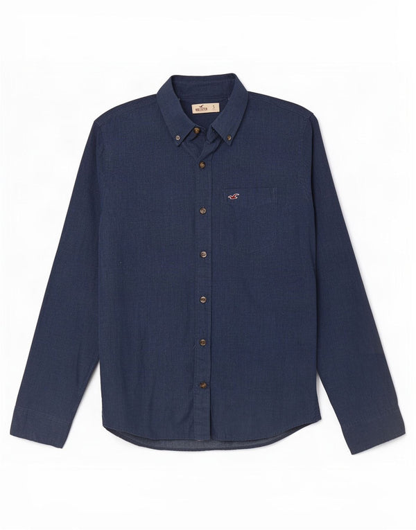 Camisa Hollister Hombre Pequeña Algodón Azul Marino