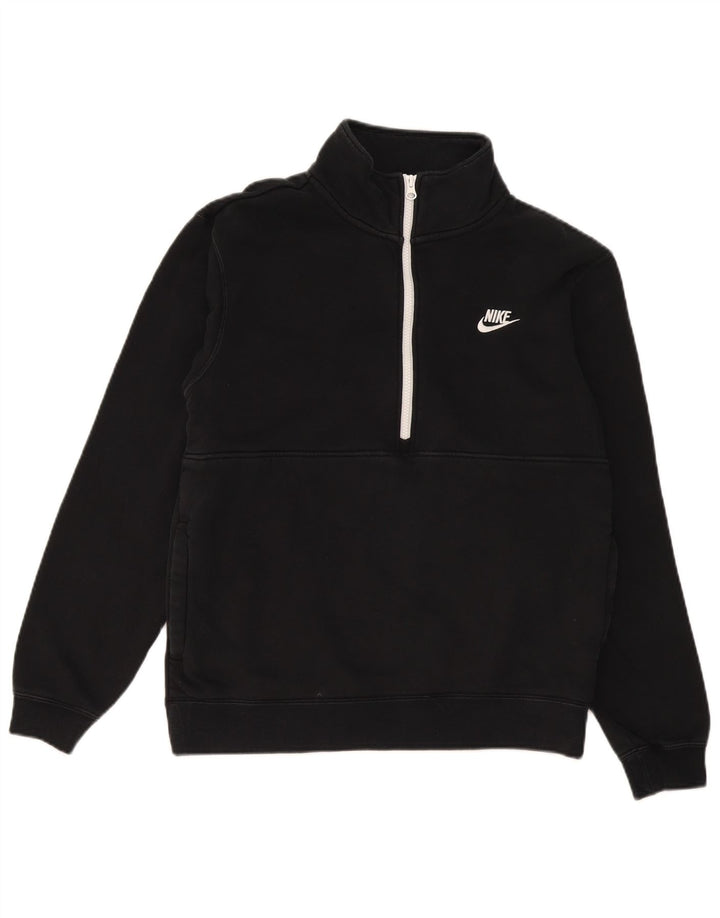 Nike Sudadera con cuello con cremallera y jersey de algodón negro mediano para hombre