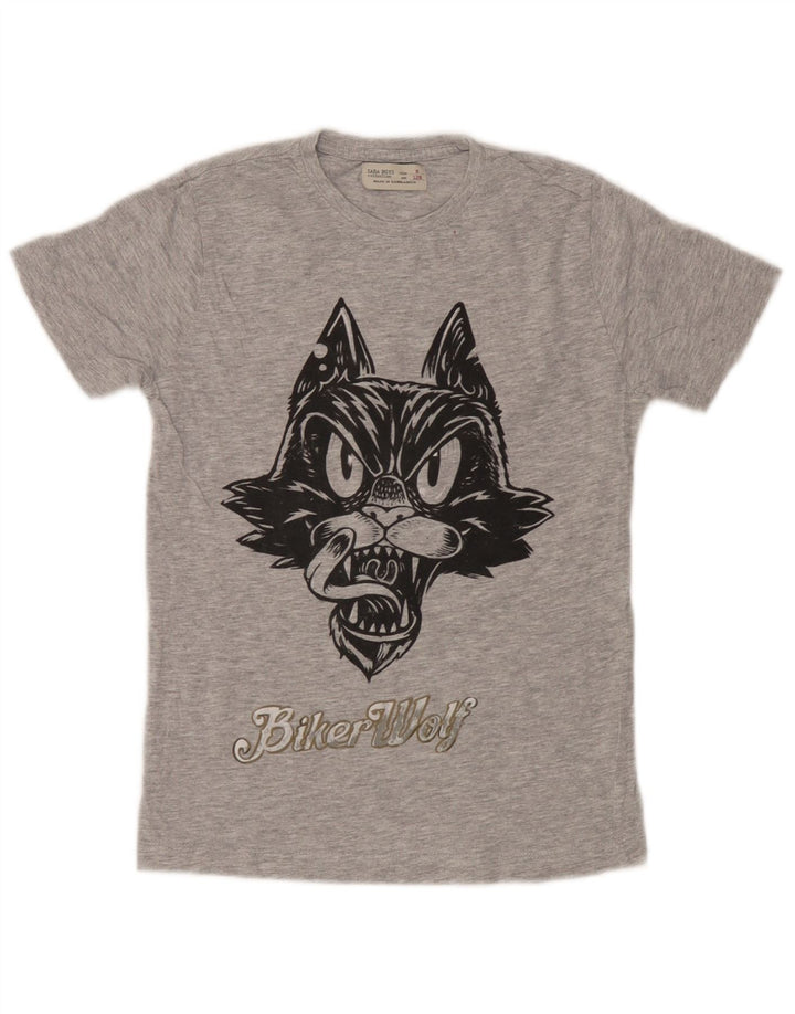 Zara Camiseta Gráfica Niño Top 7-8 Años Gris