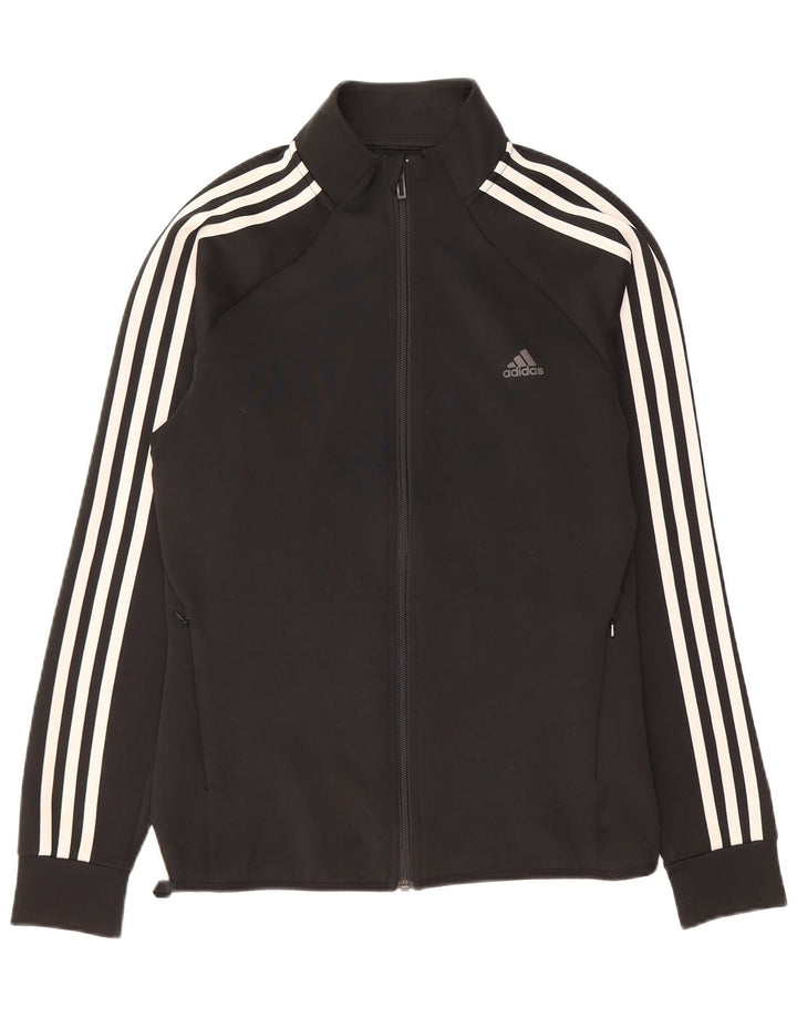 ADIDAS Mujer Climalite Chándal Top Chaqueta Reino Unido 12/14 Mediano Negro