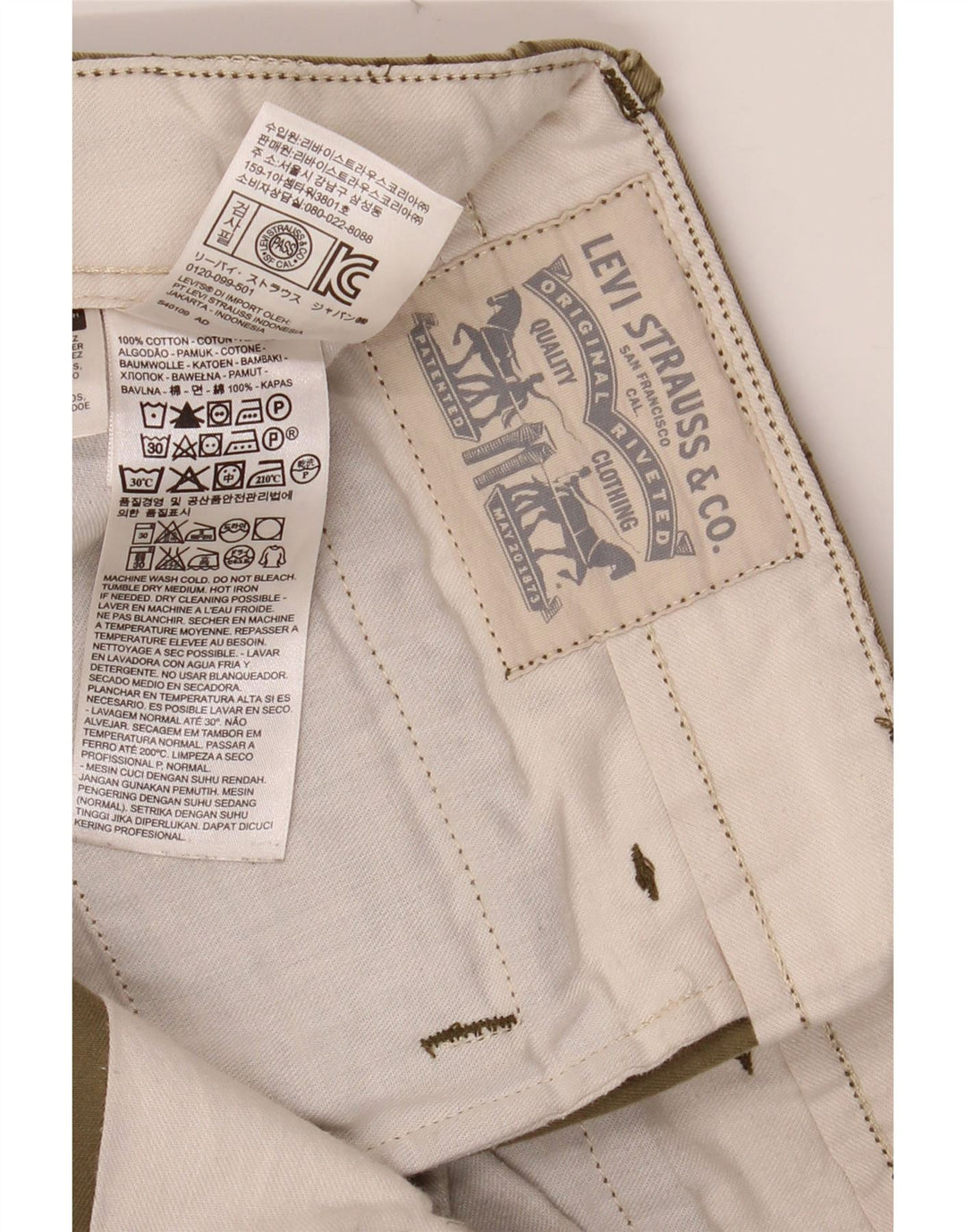 LEVI'S Pantalones chinos ajustados para hombre W32 L32 Algodón caqui