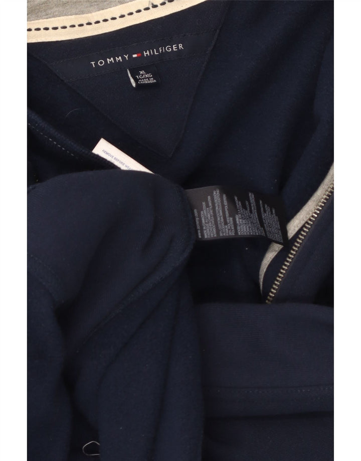 TOMMY HILFIGER Suéter con capucha y cremallera para hombre XL Azul marino Algodón