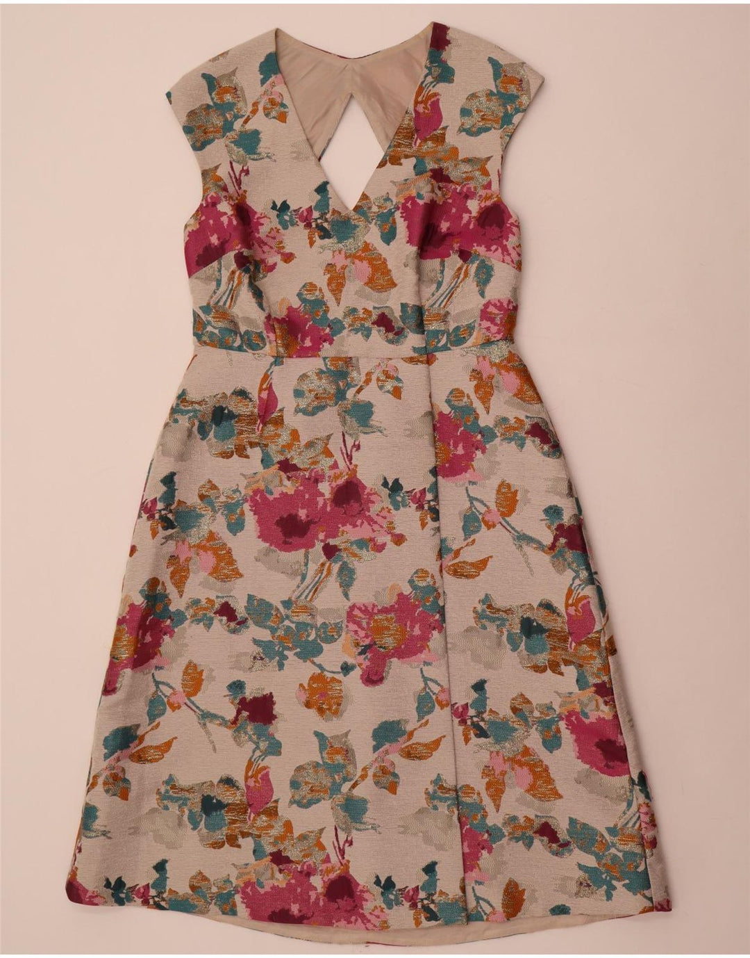 Monsoon Vestido acampanado para mujer UK 46 Grande Poliéster floral blanco