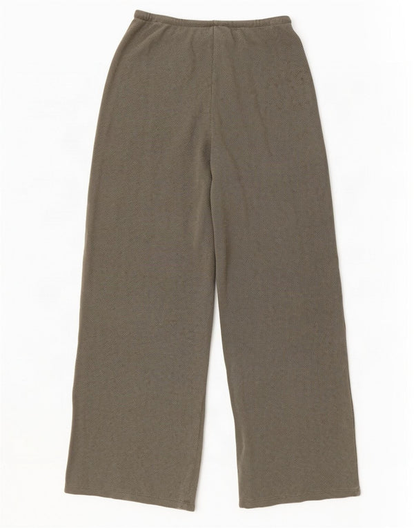 Zara Mujer Pantalones De Chándal De Pernera Ancha UK 8 Small Algodón Caqui