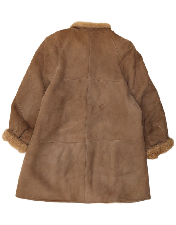 Vintage mujer suelta ajuste shearling abrigo IT 44 Marrón Medio Clásico