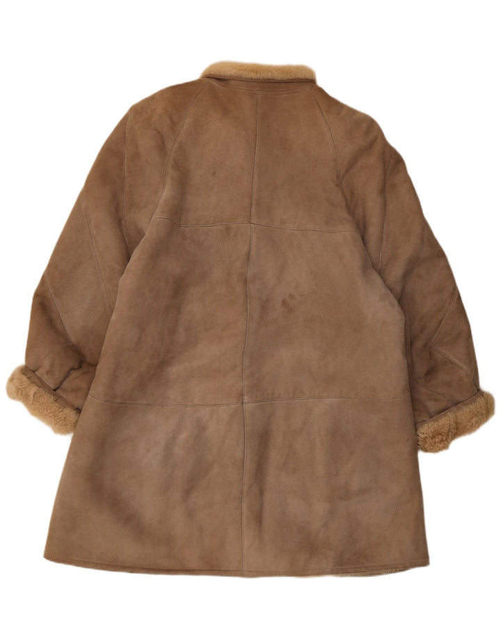 Vintage mujer suelta ajuste shearling abrigo IT 44 Marrón Medio Clásico