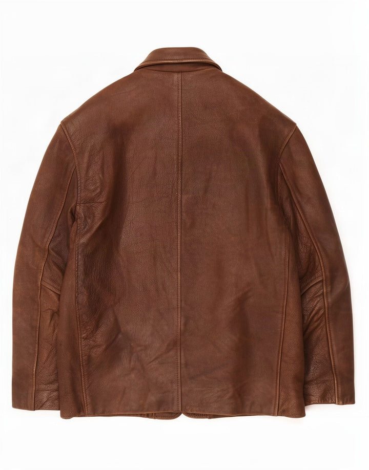 Bomb Boogie Chaqueta tipo blazer de cuero con 4 botones para hombre UK 36 Small Marrón Poliéster