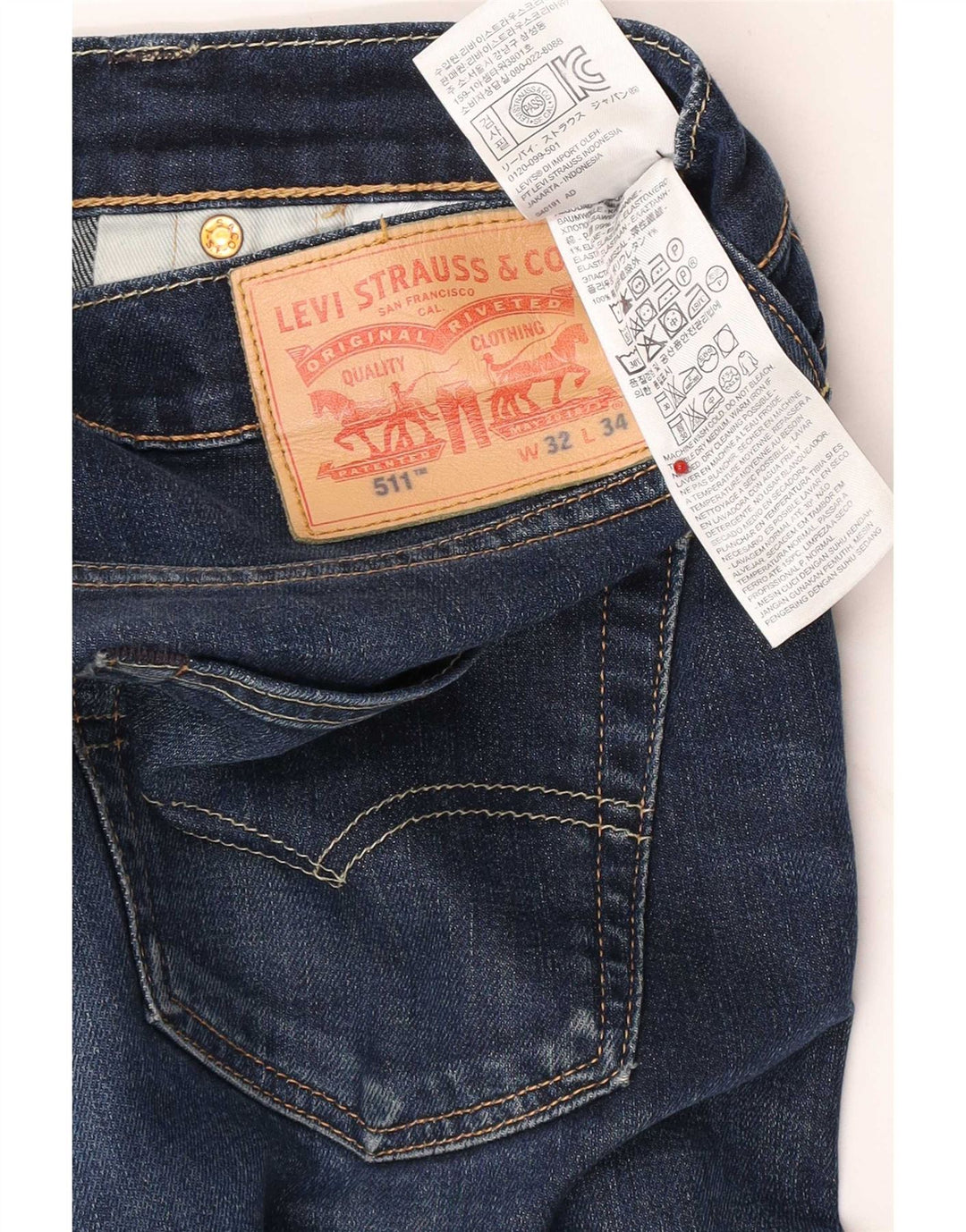 Levi's Hombre 511 Slim Jeans W32 L34 Algodón Azul Marino