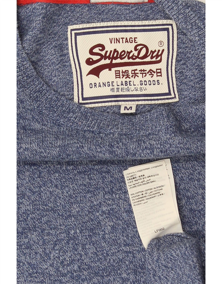 Superdry Jersey De Punto Con Cuello Redondo Para Hombre Jersey De Algodón Moteado En Azul Medio