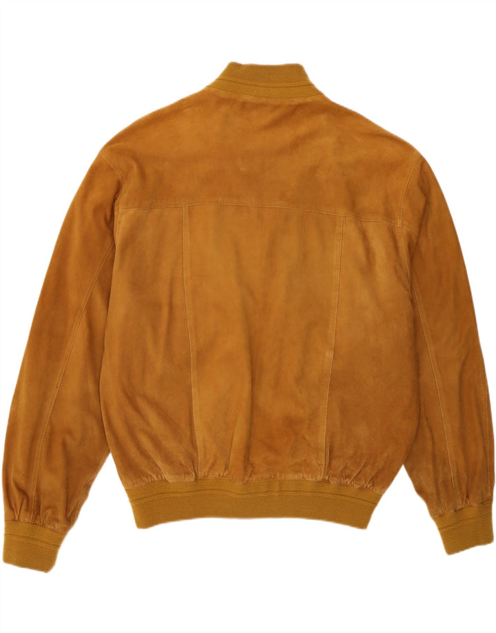 Vintage hombres ante bomber chaqueta IT 52 XL cuero beige