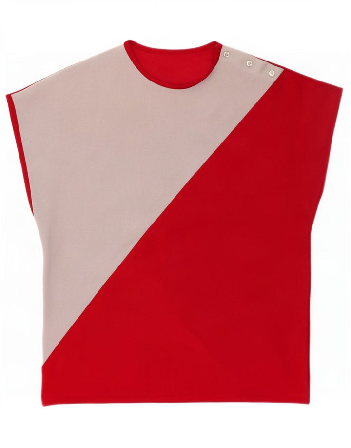 St Michael Blusa holgada para mujer UK 40 Small Rojo Colorblock
