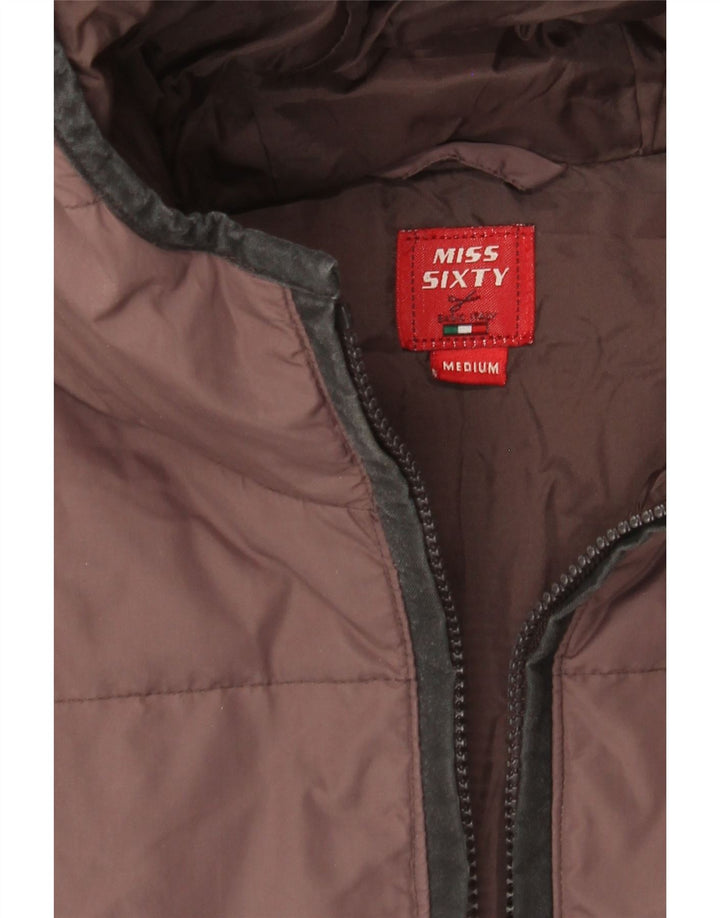 Miss Sixty Abrigo acolchado con capucha para mujer UK 44 Medio Púrpura