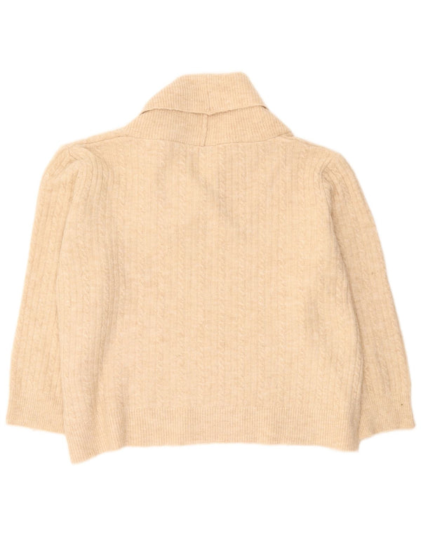 Zara Mujeres Crop Oversize Chal Cuello Jersey Suéter UK 46 Grande Beige