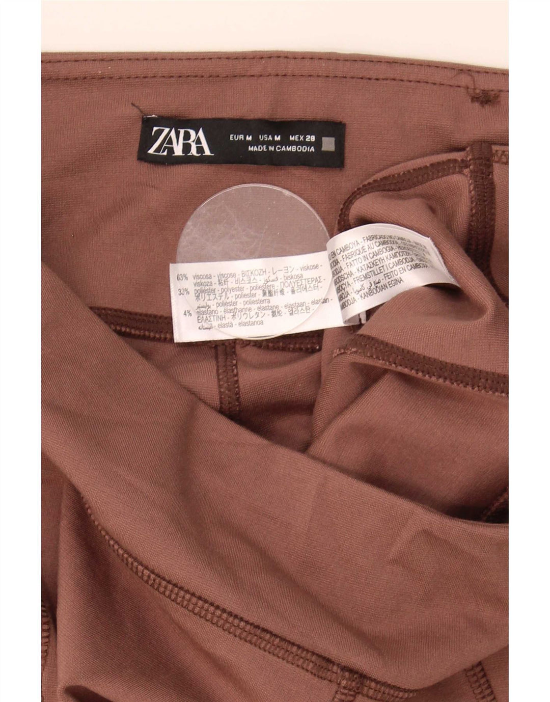 Zara Mujer Leggings Medianos W28 L29 Marrón Viscosa