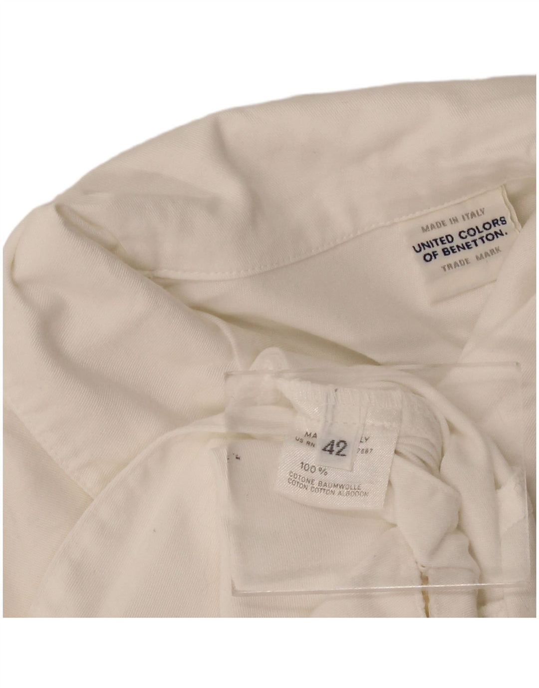 Benetton Cárdigan De Manga Corta IT 42 Medium Blanco Algodón