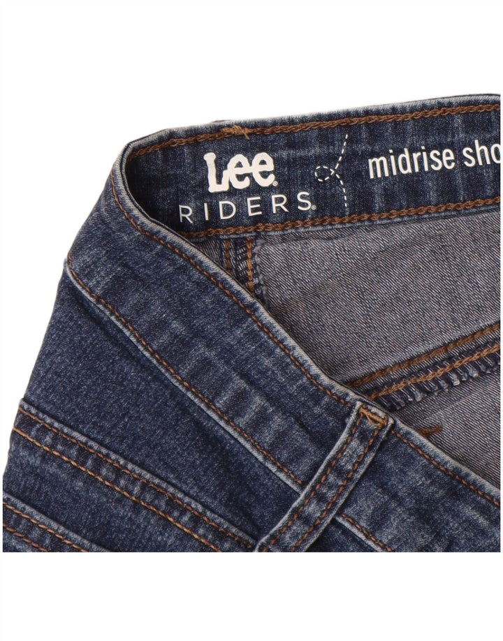 LEE Mujeres Riders Mid Rise Denim Shorts US 8 Mediano W28 Algodón Azul