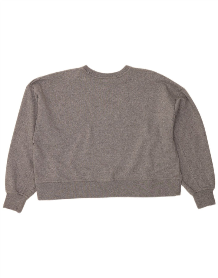 NIKE Sudadera corta con gráfico extragrande para mujer, talla 40, color gris