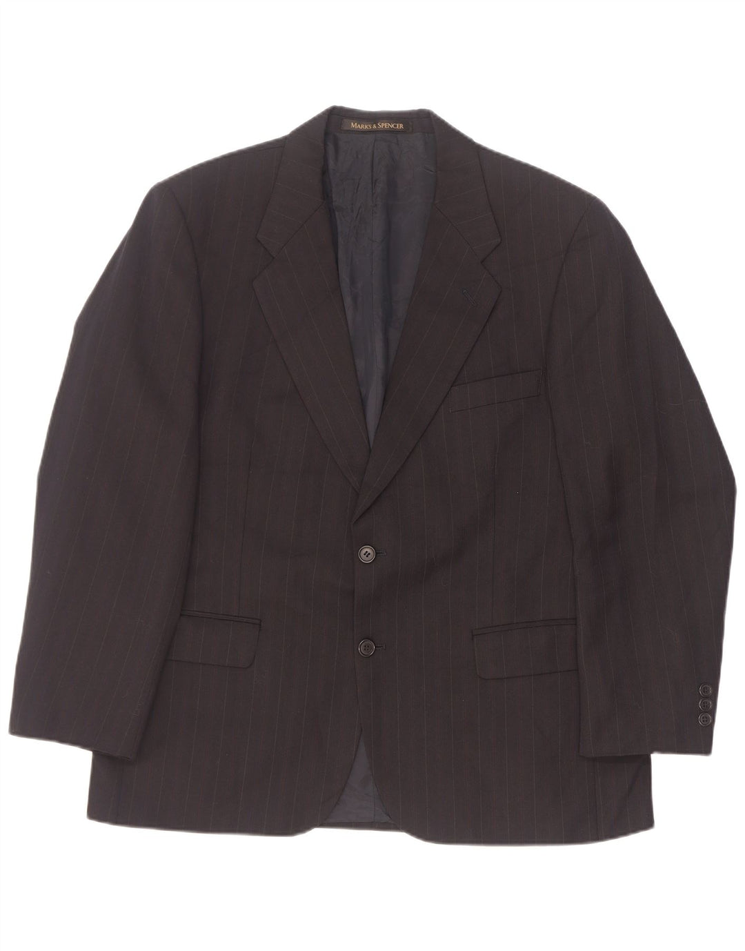 Marks & Spencer Chaqueta tipo blazer de 2 botones para hombre EU 52/54 4XL Negro a rayas