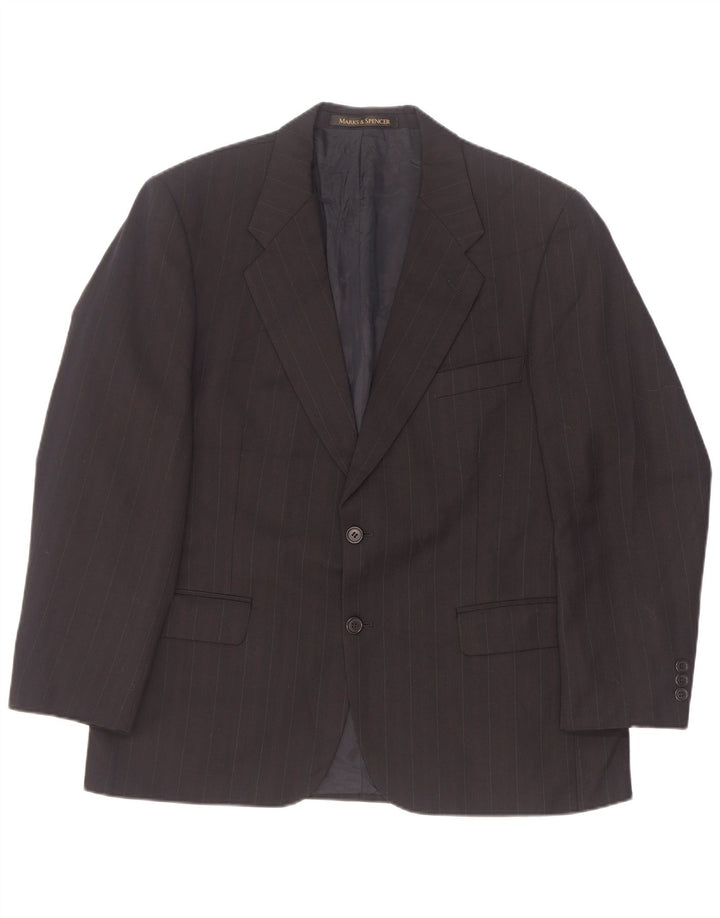 Marks & Spencer Chaqueta tipo blazer de 2 botones para hombre EU 52/54 4XL Negro a rayas