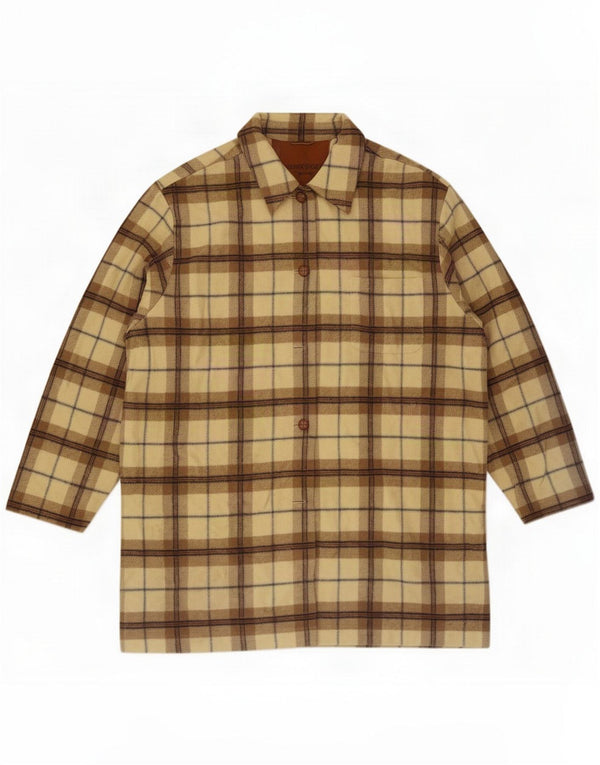 Seidensticker Chaqueta estilo shacket extragrande para mujer IT 42 Medium Beige Check