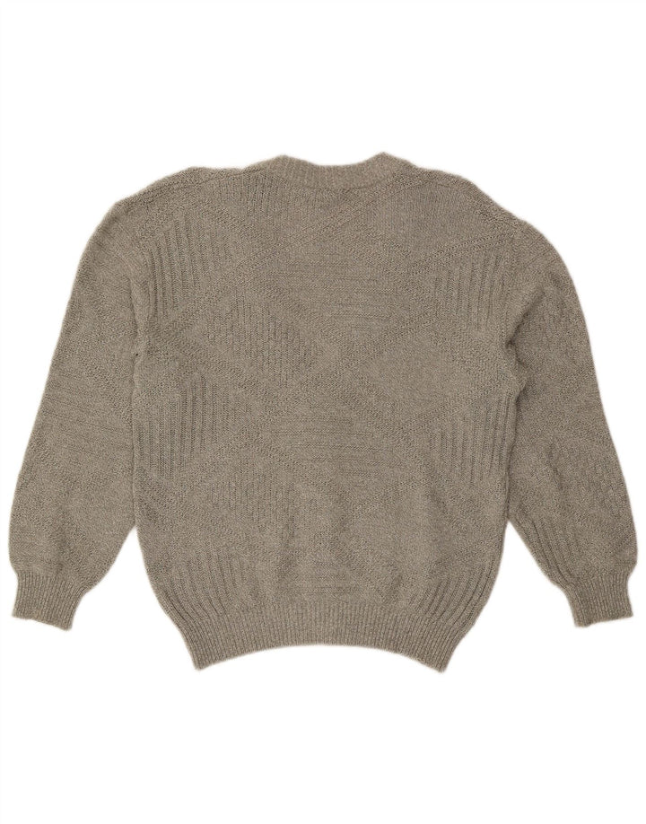 Vintage hombres Cardigan suéter IT 50 gris grande