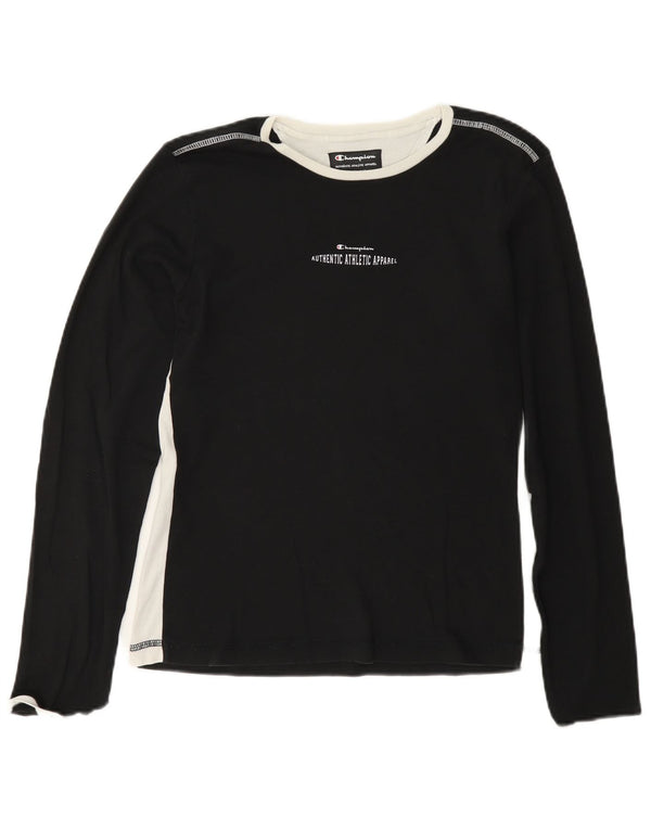 Champion Mujer Gráfico Top Manga Larga UK 40 XL Negro Algodón Deportes