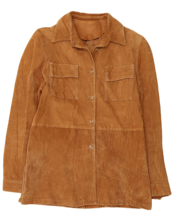 VINTAGE Chaqueta de ante para mujer IT 44 Cuero beige medio
