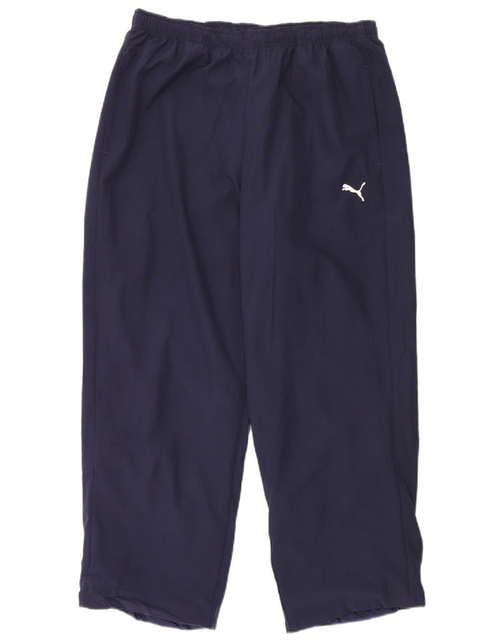 PUMA Pantalón de chándal para hombre, talla grande, poliéster azul marino