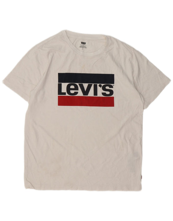 Levi's Camiseta gráfica para hombre Top mediano de algodón blanco