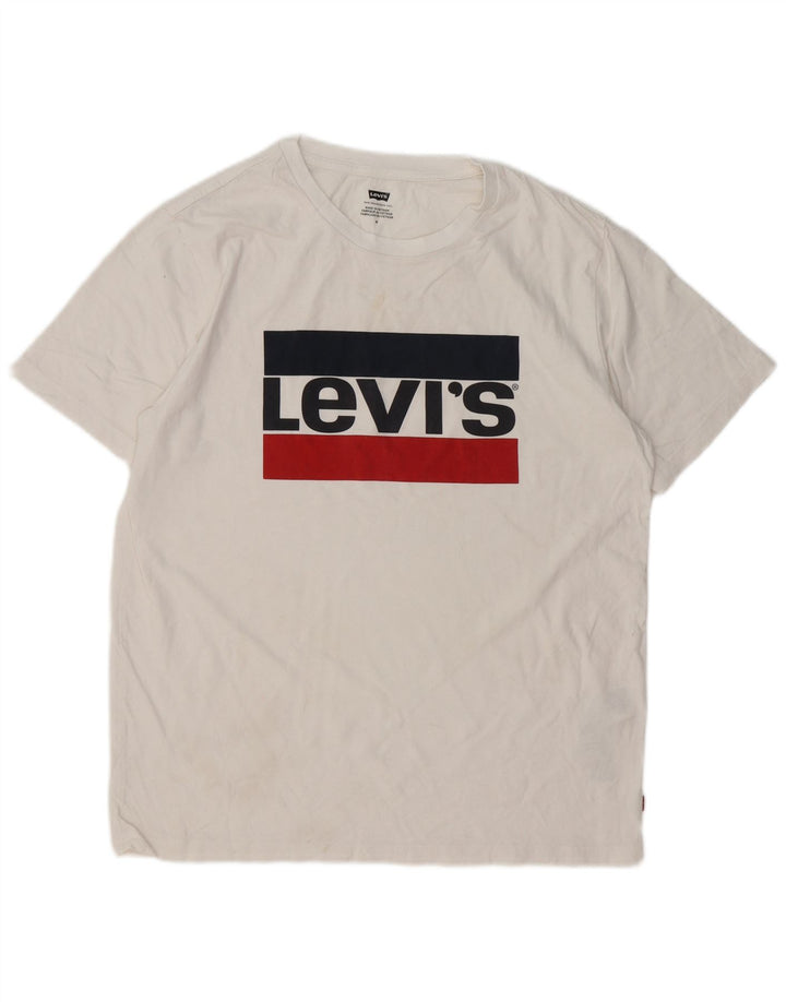 Levi's Camiseta gráfica para hombre Top mediano de algodón blanco