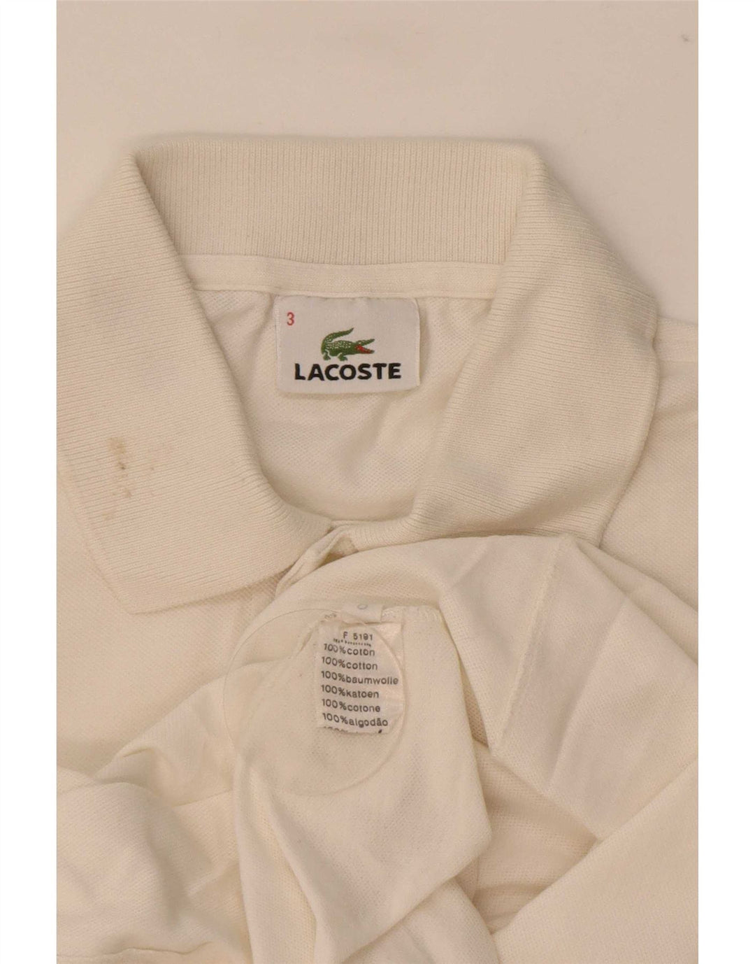 Lacoste Polo para hombre talla 3 pequeño algodón blanco