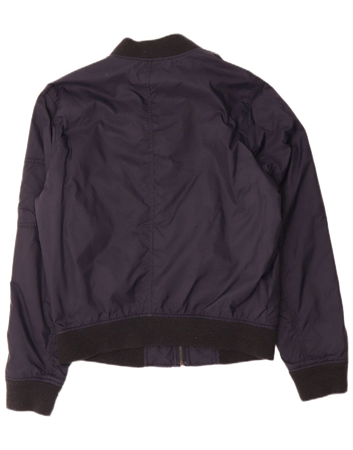 Hollister Mens Bomber Jacket UK 38 Medio Azul Marino Poliéster