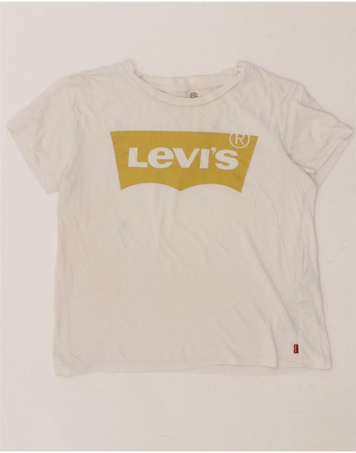LEVI'S Womens Graphic T-Shirt Top UK 12 Medium White Cotton Vintage Levi's and Second-Hand Levi's from Messina Hembry 