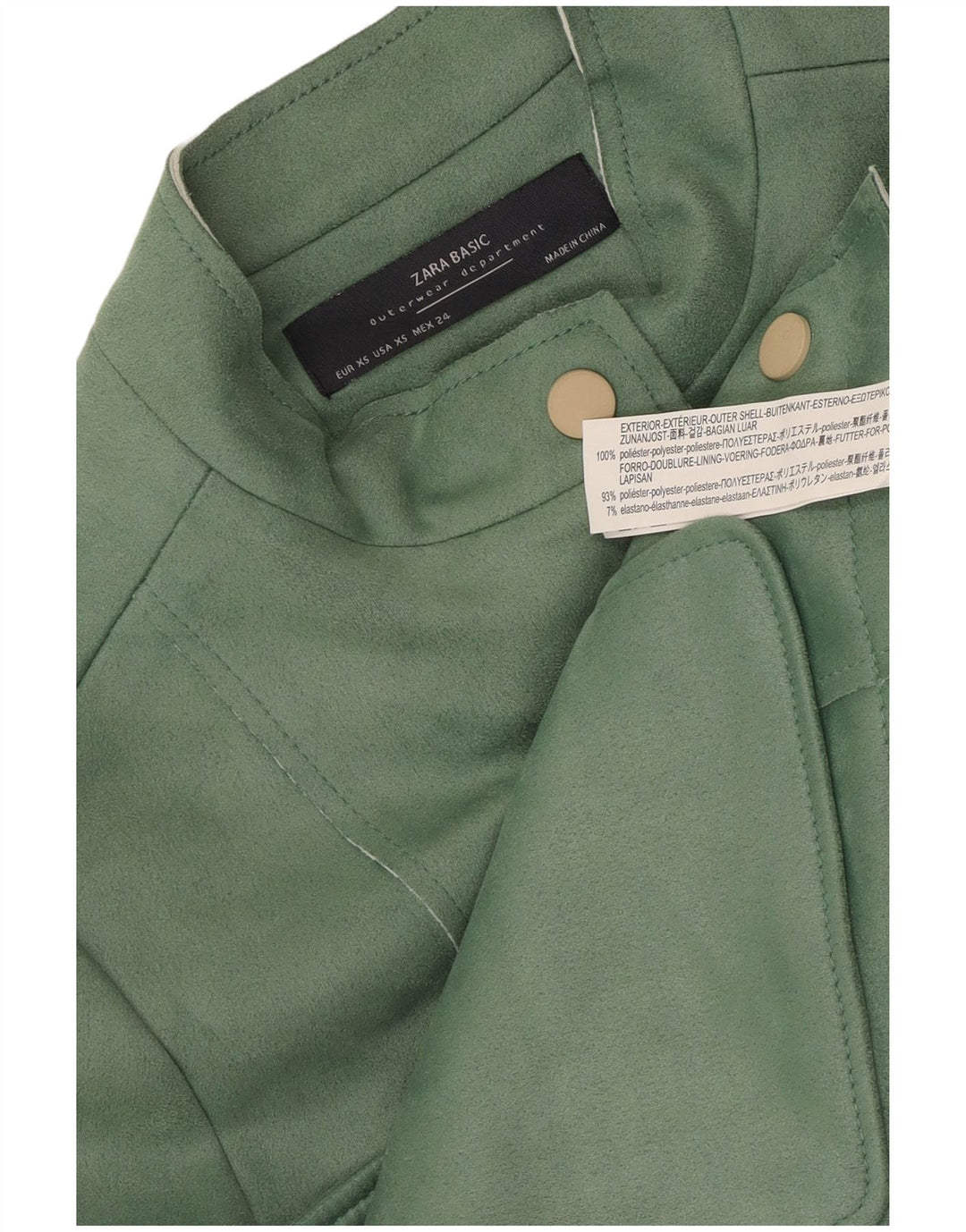 Zara Mujer Crop Bomber Jacket UK 6 XS Verde Poliéster