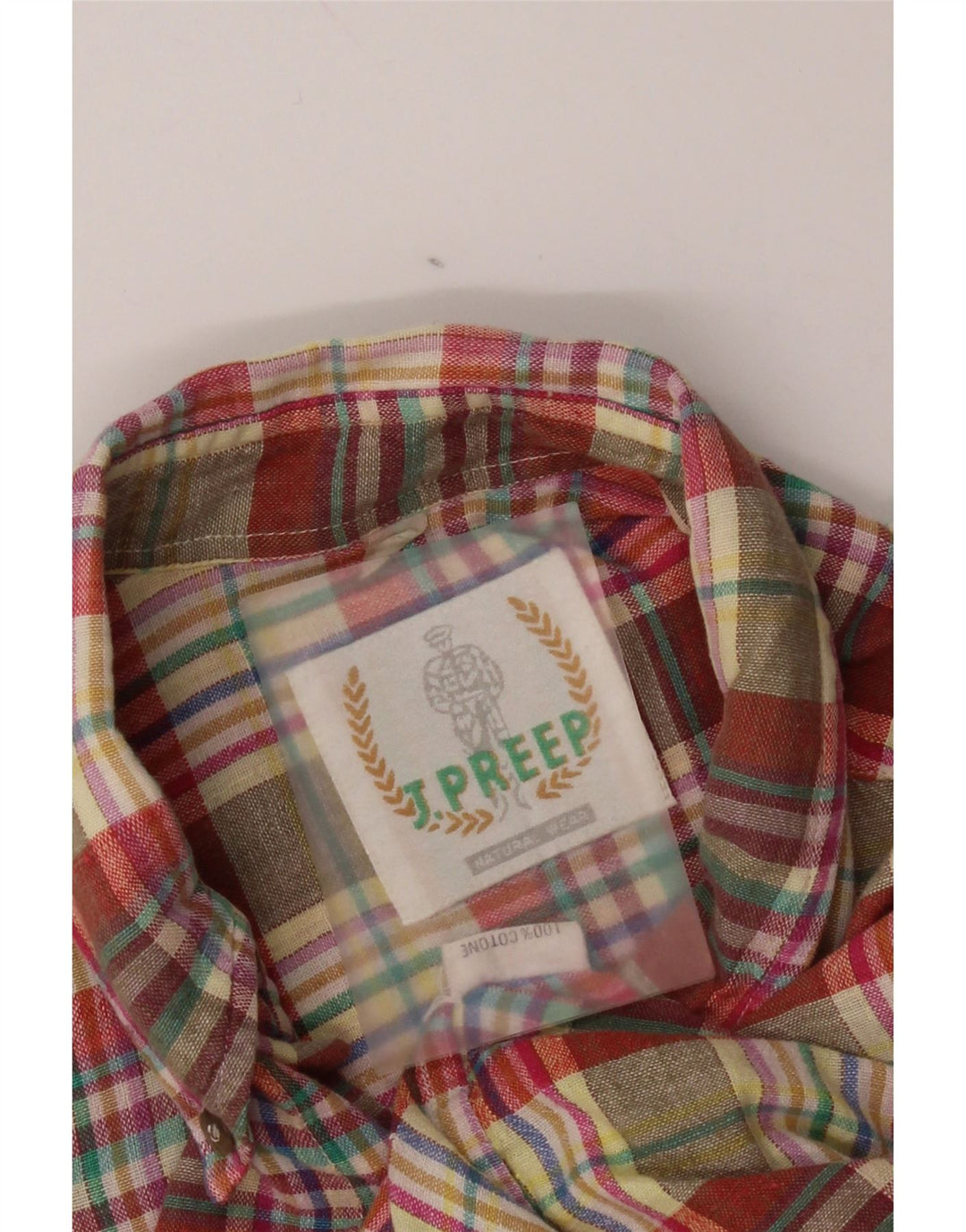 Camisa vintage de manga corta para hombre de algodón a cuadros multicolor medio