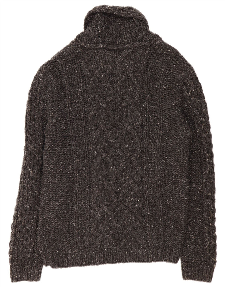 DIESEL Jersey tipo cárdigan de lana moteada gris grande para hombre