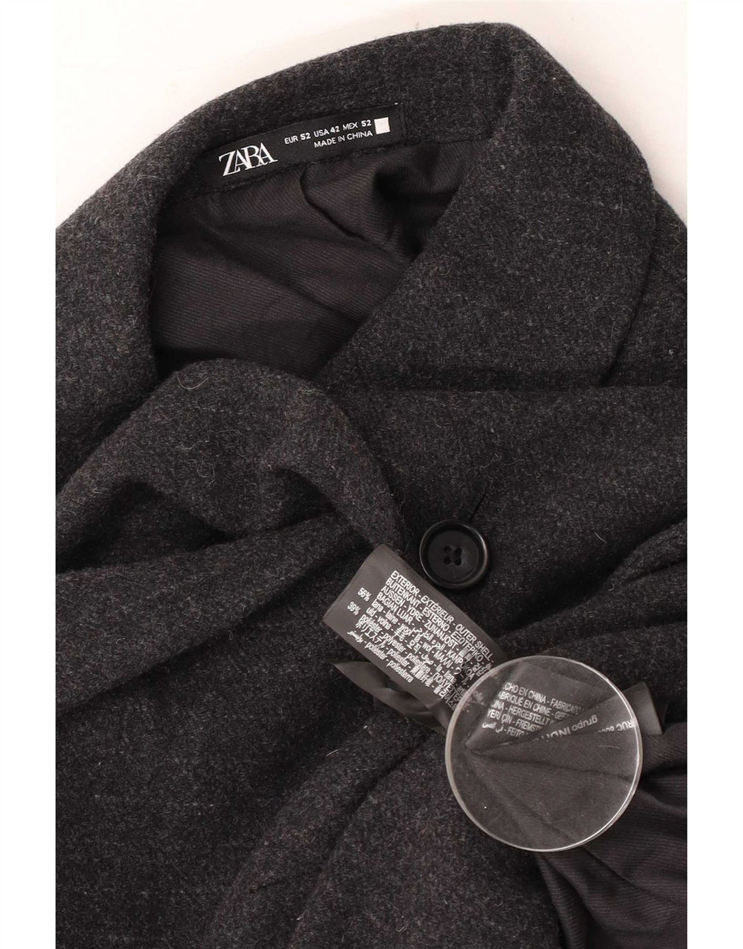 Zara Chaqueta Blazer De 2 Botones Para Hombre EU 52 Grande Gris Lana A Rayas