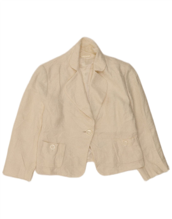 Hobbs Chaqueta Blazer de Manga 3/4 para Mujer UK 14 Medium Off White Viscosa