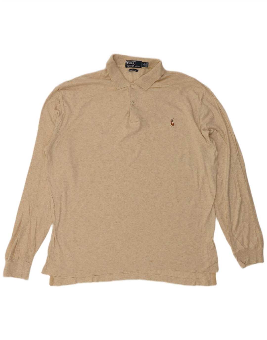 POLO RALPH LAUREN Polo de manga larga para hombre Algodón moteado beige grande