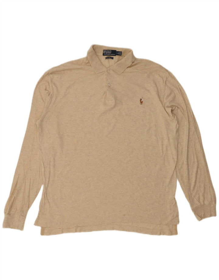 POLO RALPH LAUREN Polo de manga larga para hombre Algodón moteado beige grande